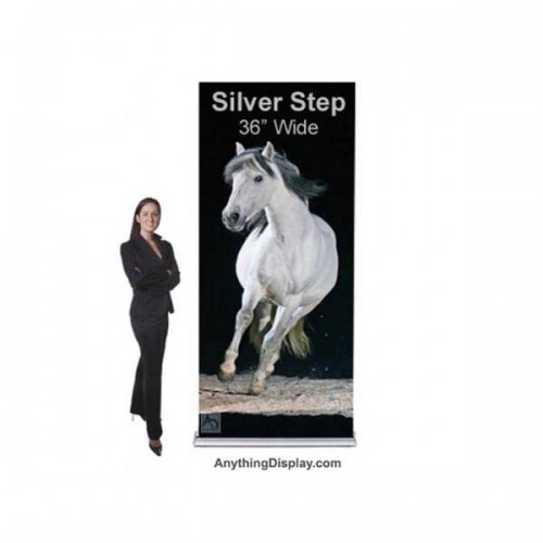 Double Sided Retractable Banner Stand Double Step 36w Display