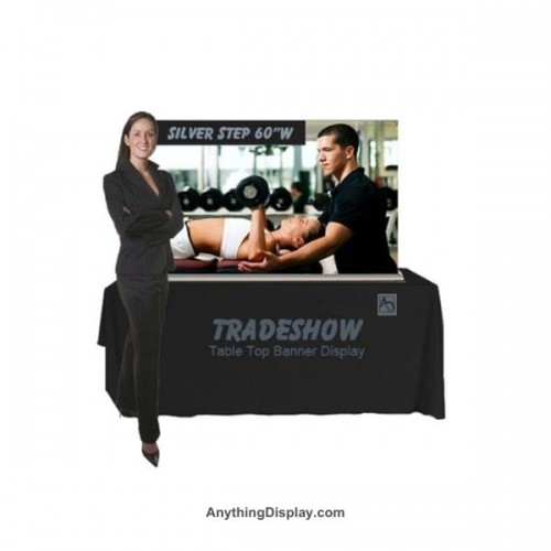 Wide Retractable Tabletop Banner Stand Silverstep 5ft wide Rollup