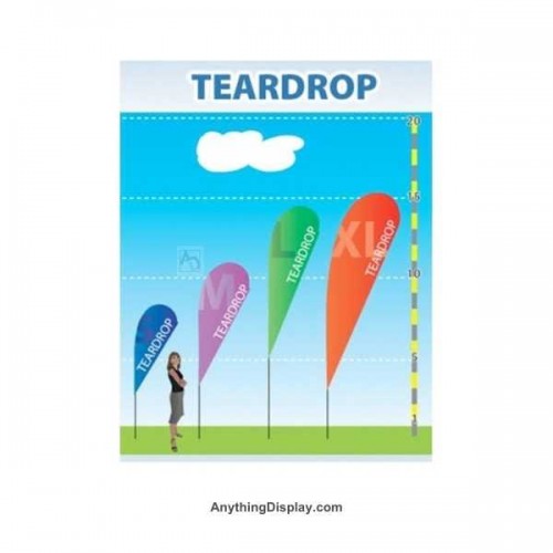 Small Teardrop Flag Custom Printed Banner 8ft Tall Double Sided Banner