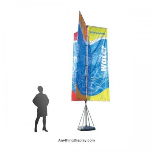 Flagpole 3 Flag Telescopic Stand Empire 17ft Tall Triple Flag Banner
