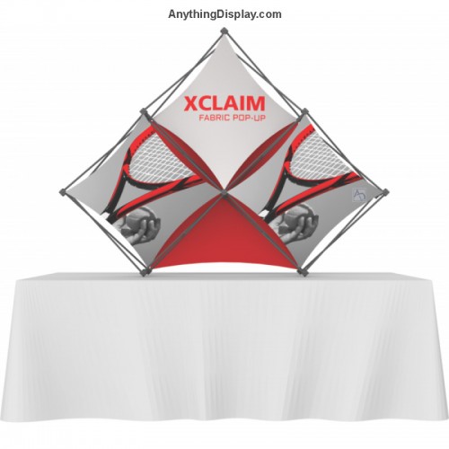 Xclaim 8ft Tabletop 3 Quad Pyramid Fabric Popup Display Kit 01