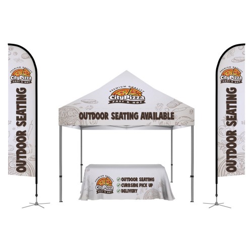 One Choice Showcase Kit 1: 2 Feather flags - 6ft table throw - Casita Tent