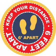 6' Apart - 12" Floor Sticker - Pre-Designed - Pack of 20