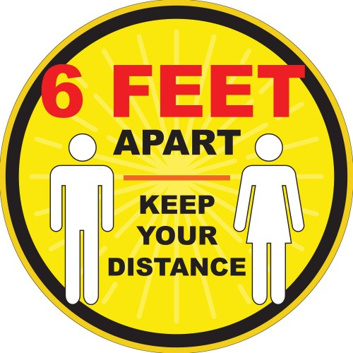 Pre-Designed 12" Floor Stickers - Face Mask Required - 6 Feet Apart - Pack of 20