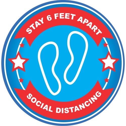 Pre-Designed 12" Floor Stickers - Social Distancing - 6 ft Apart- Pack of 20