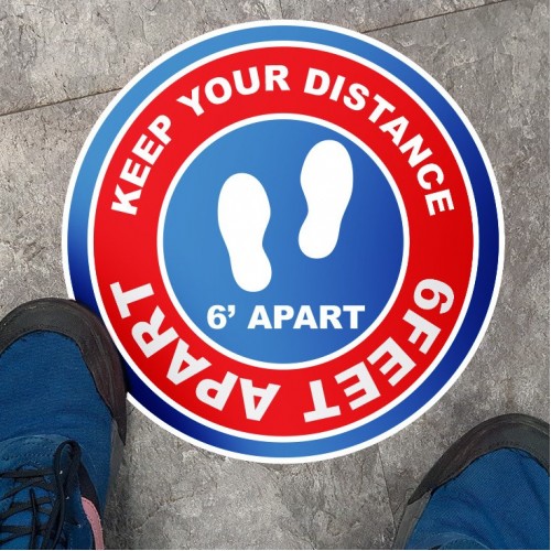 Pre-Designed 12" Floor Stickers - Face Mask Required - Social Distancing