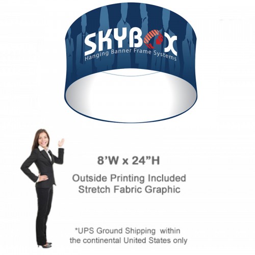 Round Stretch Fabric Hanging Banner Skybox 24h x 8ft wide Printed
