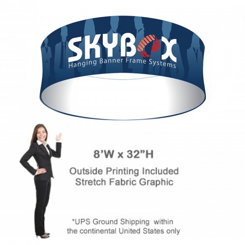 Tradeshow Hanging Tension Fabric Banner Skybox 32h x 8ft wide Printed