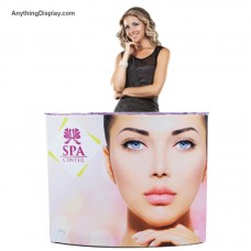 EZ Tube Fabric Counter Single Curved Display With Printed Graphic