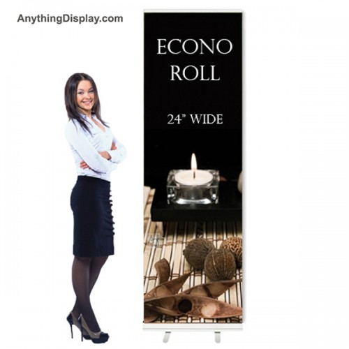 33.5 x 80 in. Econoroll Retractable Banner Silver Stand (Graphic Package)