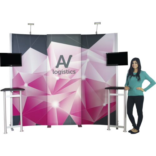 Modular Backwall  Booth with Illuminated Panel 10ft Hybrid Pro Kit 01