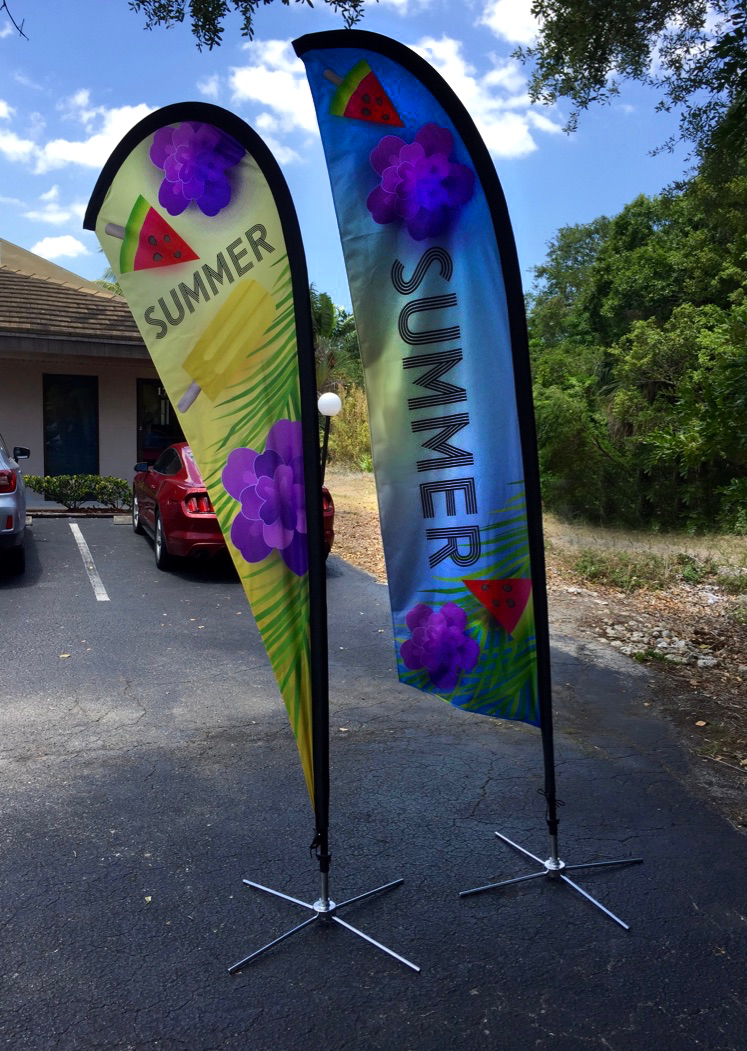 Order a a flag banner for your buiness and bring customers inside Custom Printed Flag Banners