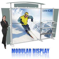 Tradeshow Portable Modular Display Booths with Printed Graphics, Heavy Duty Booth Kits have a Lifetime Guarantee on Hardware